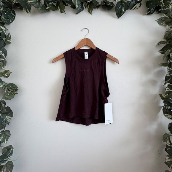 Lululemon Athletic Swiftly Tech Cropped High Low Hem Tank Top Plum NWT Size 4 - Picture 1 of 7